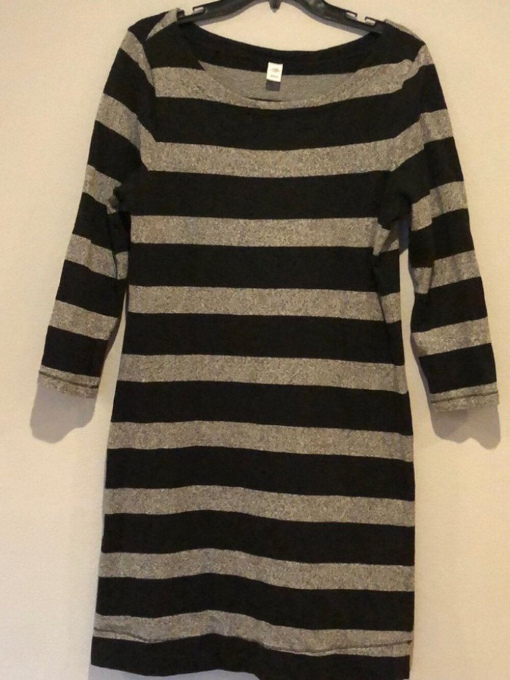 Old Navy black/gray striped dress, Large TALL length